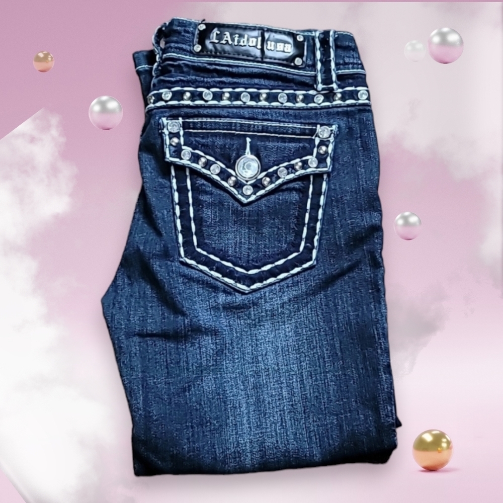 LA IDOL Capri L.A. Idol USA Jeweled Capri's Jeans size 7
